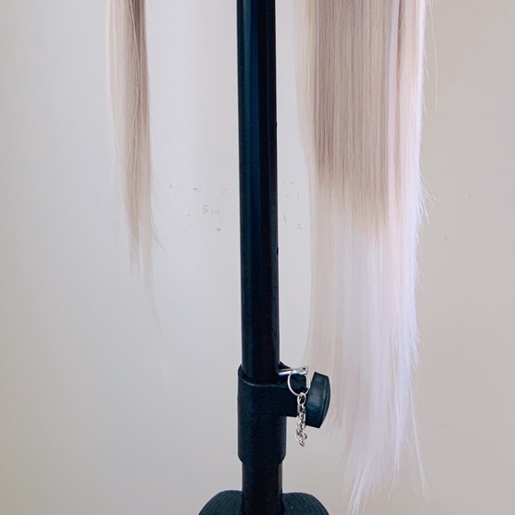 Long 36” Ombre Mocha Platinum Color Premium Fiber Lace Front Wig - Picture 2 of 13